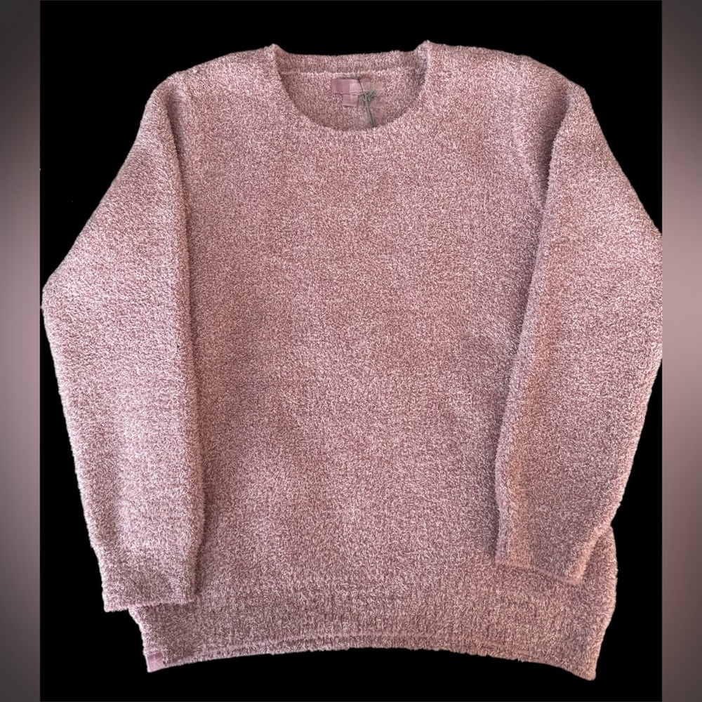 NWT Barefoot Dreams Cozy Chic Soft Pink/Mauve Crew Neck Sweater